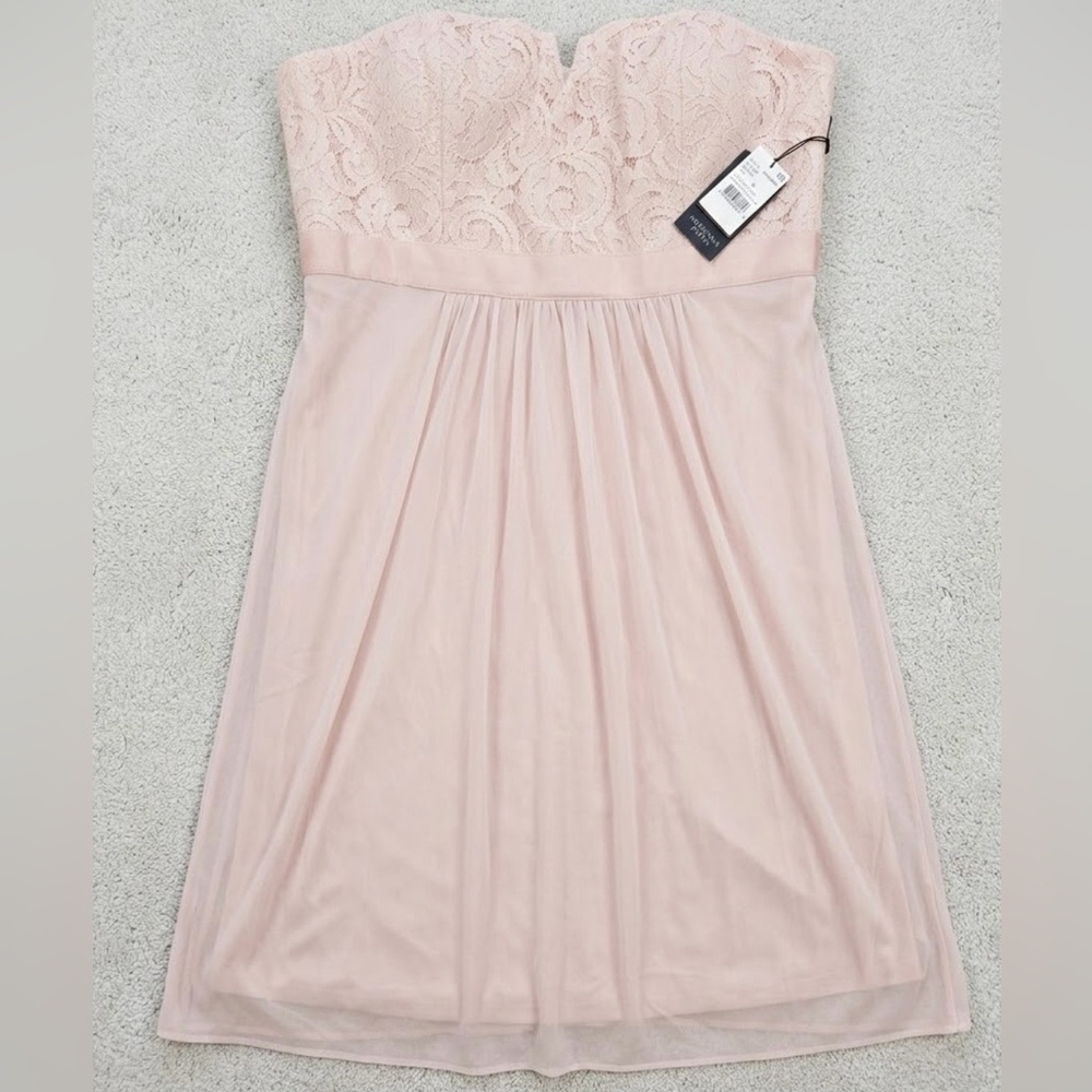NWT Adrianna Papell Strapless Lace Tulle Dress Blush Pink Size 18 Cocktail Party